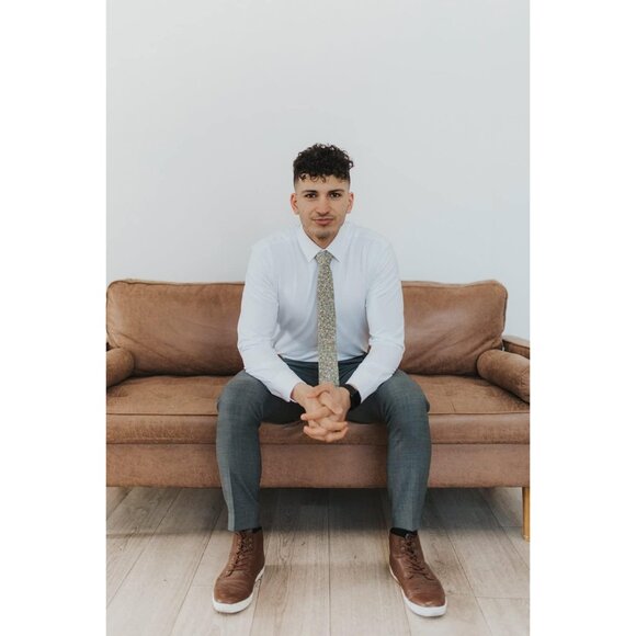 Men's Skinny Tie Floral Print Cotton Necktie Great for Weddings Calla Lily - Picture 4 of 5